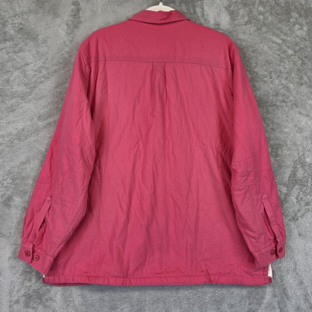 L.L. Bean Jacket Womens XL Pink Cotton Fleece Lined Button Front Shirt Jacket - Picture 2 of 10